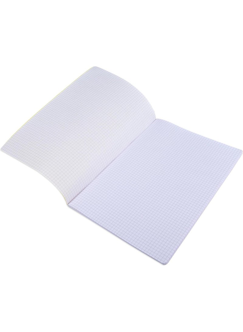 FIS® Notebook, Soft Cover PP Materials, Size A4(210x297mm), 5mm Square Lines Ruling, 80 Sheets, 160 Pages, 2 Round Edges, Packet of 5 Pieces, Neon Yellow Color-FSNBA45MPPNYL - Image 2